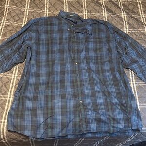 Foxfire Blue and Green Plaid Button-Up Shirt